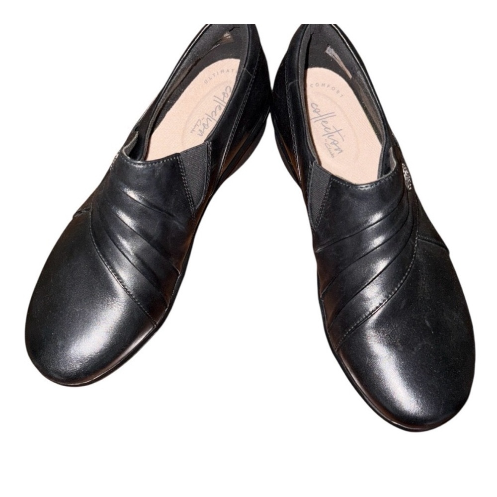 Clarks Black Leather Flats